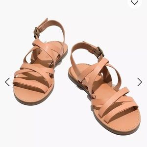 Madewell Boardwalk multistrap nude sandals size 7.5, NWOT